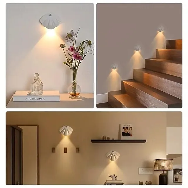 Motion Sensor Light Indoor Rechargeable Magnetic Wall Lights USB Rechargeable Wireless Night Light For Staircase Hallway Gallery Closet Wardrobe Bedroom Bedside Living Room Decor
