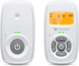 Motorola Nursery AM24 Audio-Only Baby Monitor, LCD Screen, 1000ft Range, 2-Way Talk, Temp Sensor, Portable Parent Unit (Built-in Rechargeable Battery)