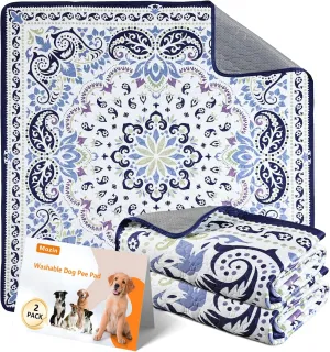 Mozin Washable Pee Pads for Dogs, 2 Pack Super Absorbent Reusable Puppy Pads Waterproof, Leak-Proof & Non-Slip Whelping Pad for Potty Training, Playpens, Crates, Floors, Beds, and Couches 31"x36"