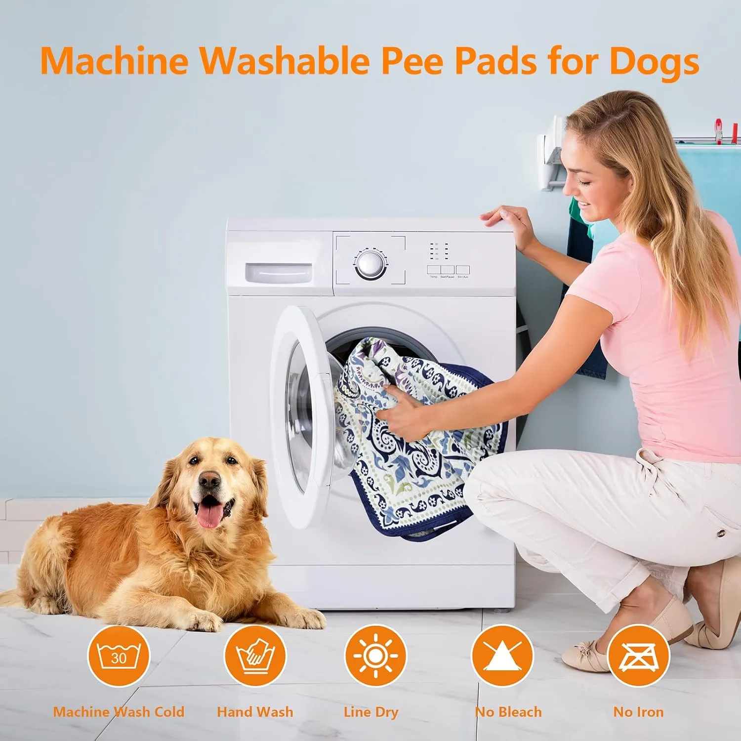 Mozin Washable Pee Pads for Dogs, 2 Pack Super Absorbent Reusable Puppy Pads Waterproof, Leak-Proof & Non-Slip Whelping Pad for Potty Training, Playpens, Crates, Floors, Beds, and Couches 31"x36"