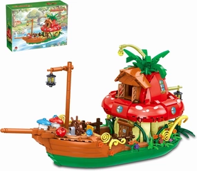 Mushroom Boat Building Block Set Enchanting Fairy Tale Ship with Mushroom Cabin Creative DIY Model 998 Pieces for Teens Kids & Adults Age 6  Unique Display Piece & Gift Idea