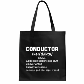 Musician Funny Conductor Definition for Orchestra and Classical Music Lovers Navy Black Multicolor Canvas Tote Bag