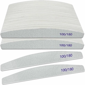 Nail Files (100 Pack), 100/180 Grit Wooden Emery Board Nail File Double Sided Wood Emory Fingernail Files for Natural Nails Professional Reusable Manicure Pedicure Curved