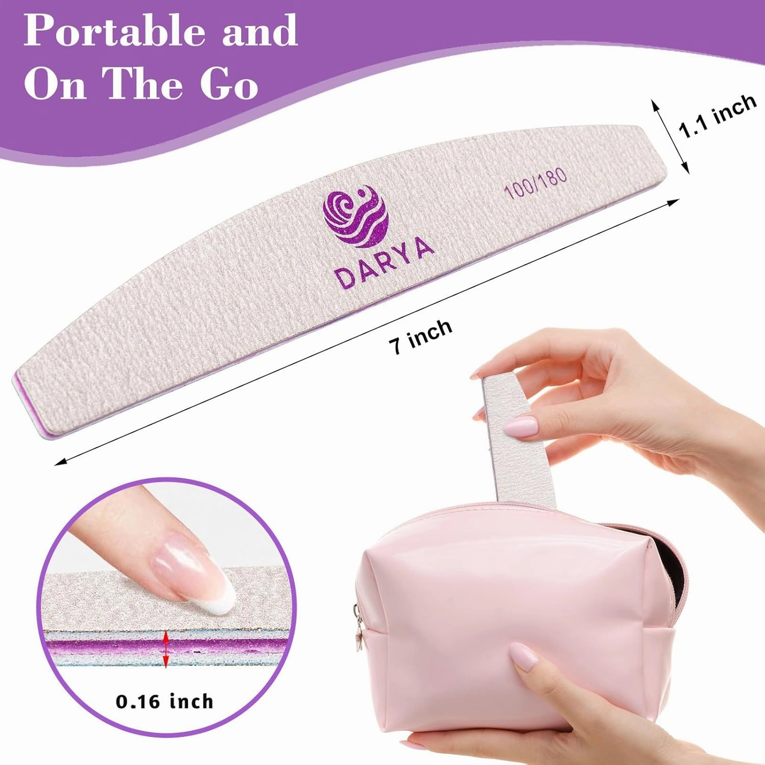 Nail Files (100 Pcs) Double Sided 100/180 Grit Emery Boards for Nails Acrylics Natural Nail File Toenails & Pet Grooming Durable Washable Professional Nail Files for Salon & Home Use