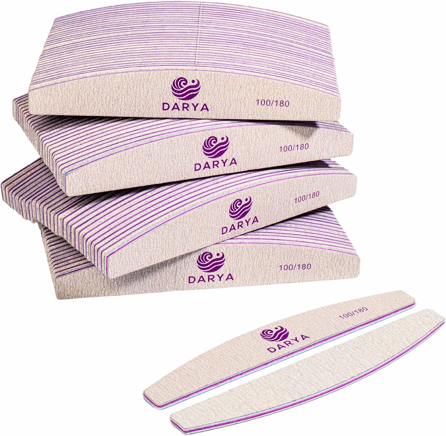 Nail Files (100 Pcs) Double Sided 100/180 Grit Emery Boards for Nails Acrylics Natural Nail File Toenails & Pet Grooming Durable Washable Professional Nail Files for Salon & Home Use