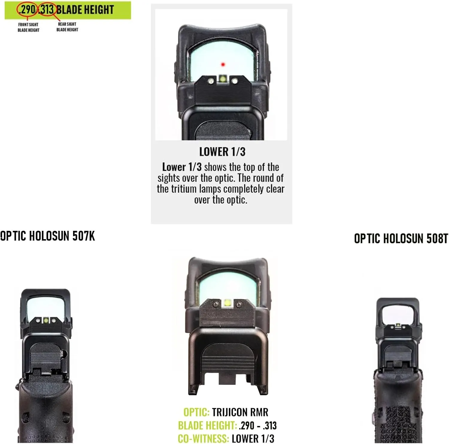 Night Fision Optics Ready Stealth Night Sight Set for Walther PDP/PPQ with RMR/507c/508t