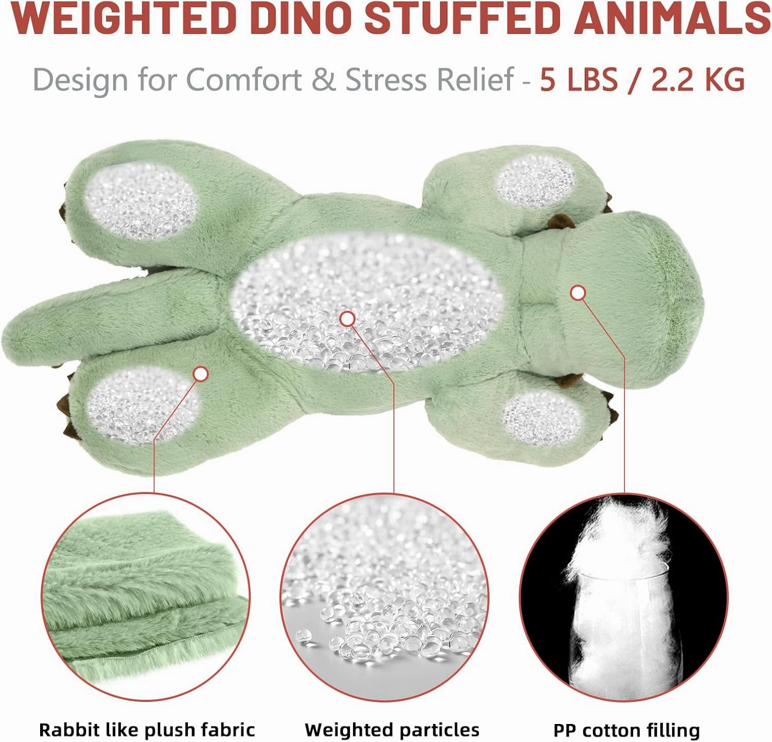 Niuniu Daddy Sensory Weighted Stuffed Animal with Adults, 5lb Large Pillowfort Weighted Plush Dinosaur Toy with Fluffy Fur and Soft Body, Plushies for Gift Valentine Birthday Include Bag Stickers Card