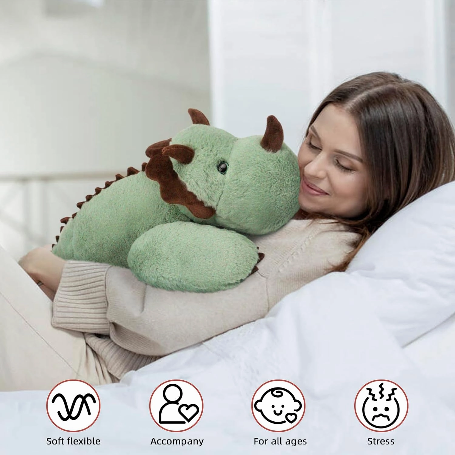 Niuniu Daddy Sensory Weighted Stuffed Animal with Adults, 5lb Large Pillowfort Weighted Plush Dinosaur Toy with Fluffy Fur and Soft Body, Plushies for Gift Valentine Birthday Include Bag Stickers Card