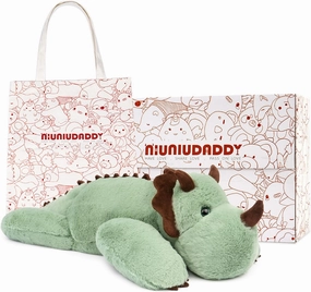 Niuniu Daddy Sensory Weighted Stuffed Animal with Adults, 5lb Large Pillowfort Weighted Plush Dinosaur Toy with Fluffy Fur and Soft Body, Plushies for Gift Valentine Birthday Include Bag Stickers Card