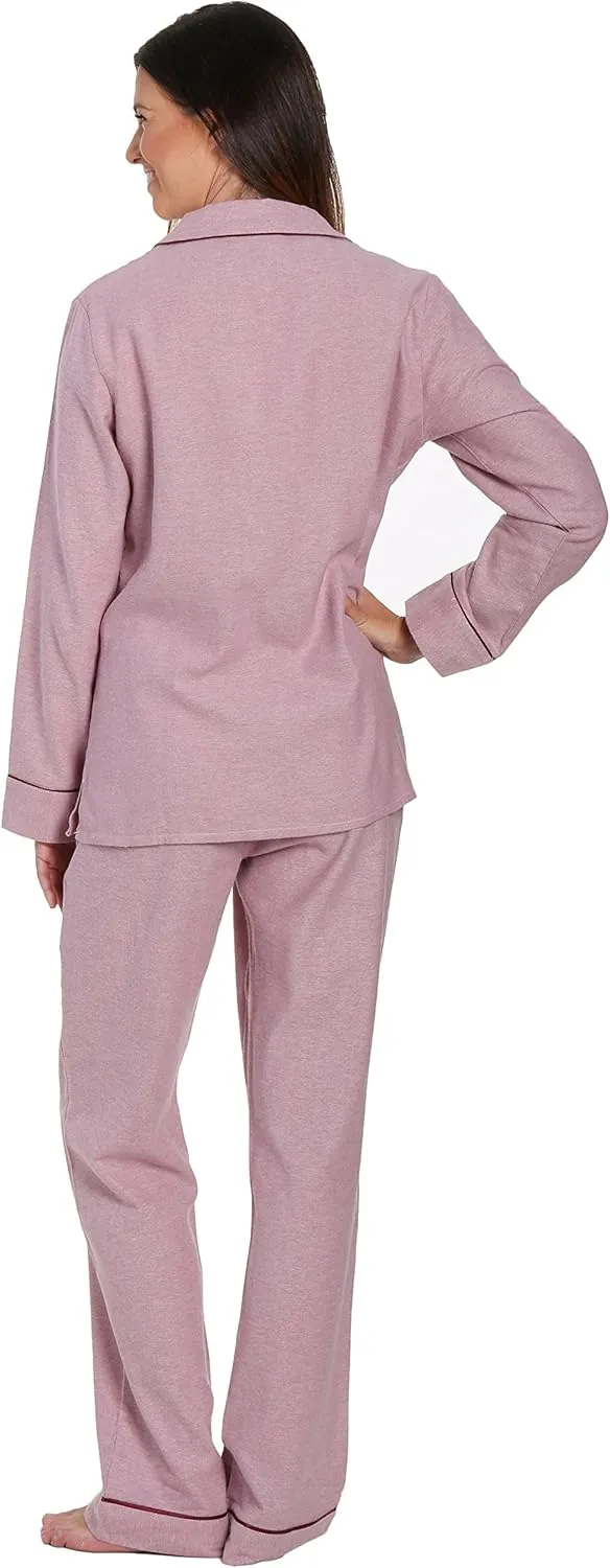 Noble Mount Flannel Pajamas for Women, 2Pc Lightweight Flannel Womens Pajama Sets