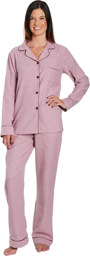 Noble Mount Flannel Pajamas for Women, 2Pc Lightweight Flannel Womens Pajama Sets