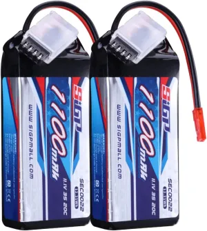 Not yet SIGP 3S Lipo Battery 1100mAh 11.1V 20C Soft Pack with JST Plug for RC Airplane Quadcopter Helicopter Drone FPV Racing Hobby 2 Packs