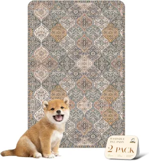 nunubaby Washable Pee Pads for Dogs, Stylish, Non-Slip and Leak-Proof Pee Pads. Reusable Potty Pads for Dogs for Crates and Floors.(Khaki/Multi, 24" x36" )