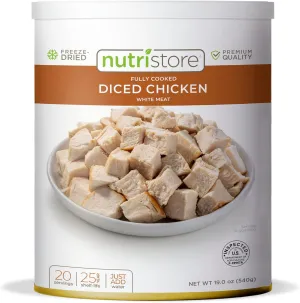 Nutristore Freeze-Dried Chicken | Emergency Survival Bulk Food Storage Meat | Perfect for Lightweight Backpacking, Camping & Home Meals | USDA Inspected | 25-Year Shelf Life