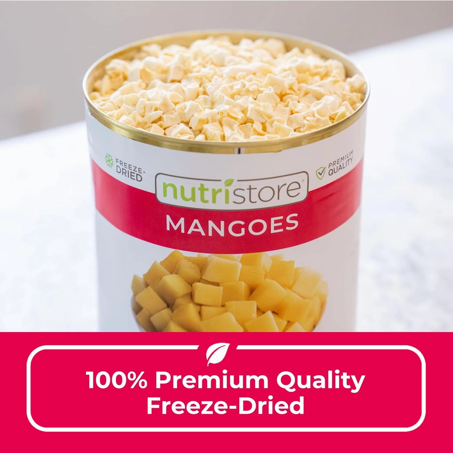Nutristore Freeze Dried Fruit | 100% Natural, Healthy Everyday Snacks Bulk | Premium Quality & Crispy Fresh Taste | Emergency Survival Food Supply | 25-Year Shelf Life (4-Pack, Mangoes)