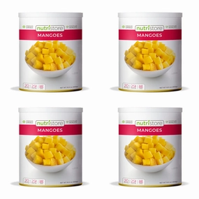 Nutristore Freeze Dried Fruit | 100% Natural, Healthy Everyday Snacks Bulk | Premium Quality & Crispy Fresh Taste | Emergency Survival Food Supply | 25-Year Shelf Life (4-Pack, Mangoes)