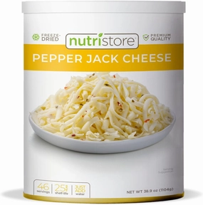 Nutristore Freeze-Dried Pepper Jack Cheese Shredded | Amazing Taste & Quality | Perfect for Snacking & Backpacking, Camping Meals | Emergency Survival Food Storage | 25 Year Shelf-Life