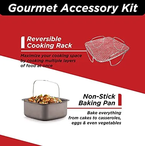 Nuwave Brio 6-Quart Digital Air Fryer Including Non-Stick Baking Pan and Stainless-Steel Cooking Rack (6-Quart   Gourmet Kit), Black