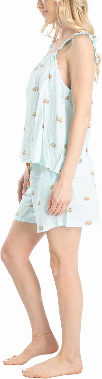 Ocean Pacific Vibes Women's Pajama Set - Tank Top and Shorts, Soft Sleepwear for Women