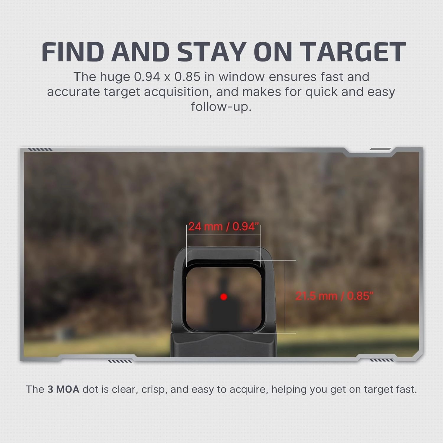 OLIGHT Osight 3 MOA Rechargeable Dot Open Reflex Sight with Charging Cover, Tactical Parallax-Free Sights, Picatinny Mount Compatible - Green/Red Dot Options