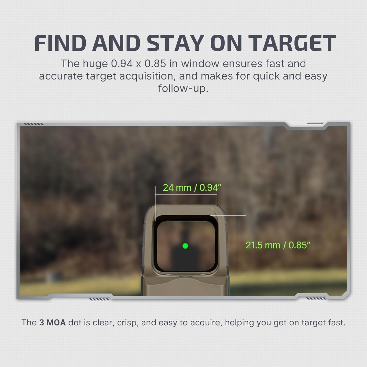 OLIGHT Osight 3 MOA Rechargeable Dot Open Reflex Sight with Charging Cover, Tactical Parallax-Free Sights, Picatinny Mount Compatible - Green/Red Dot Options
