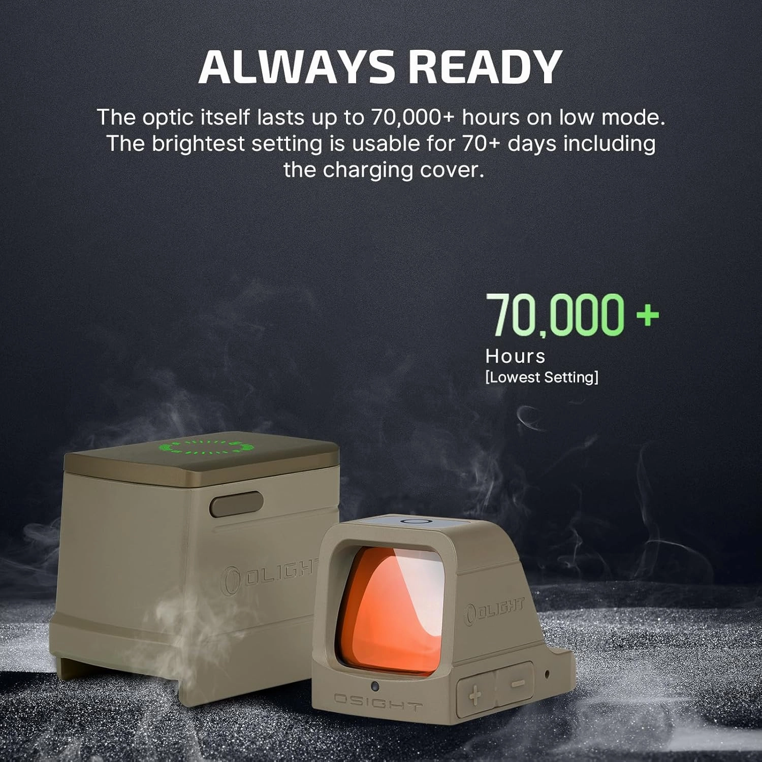 OLIGHT Osight 3 MOA Rechargeable Dot Open Reflex Sight with Charging Cover, Tactical Parallax-Free Sights, Picatinny Mount Compatible - Green/Red Dot Options