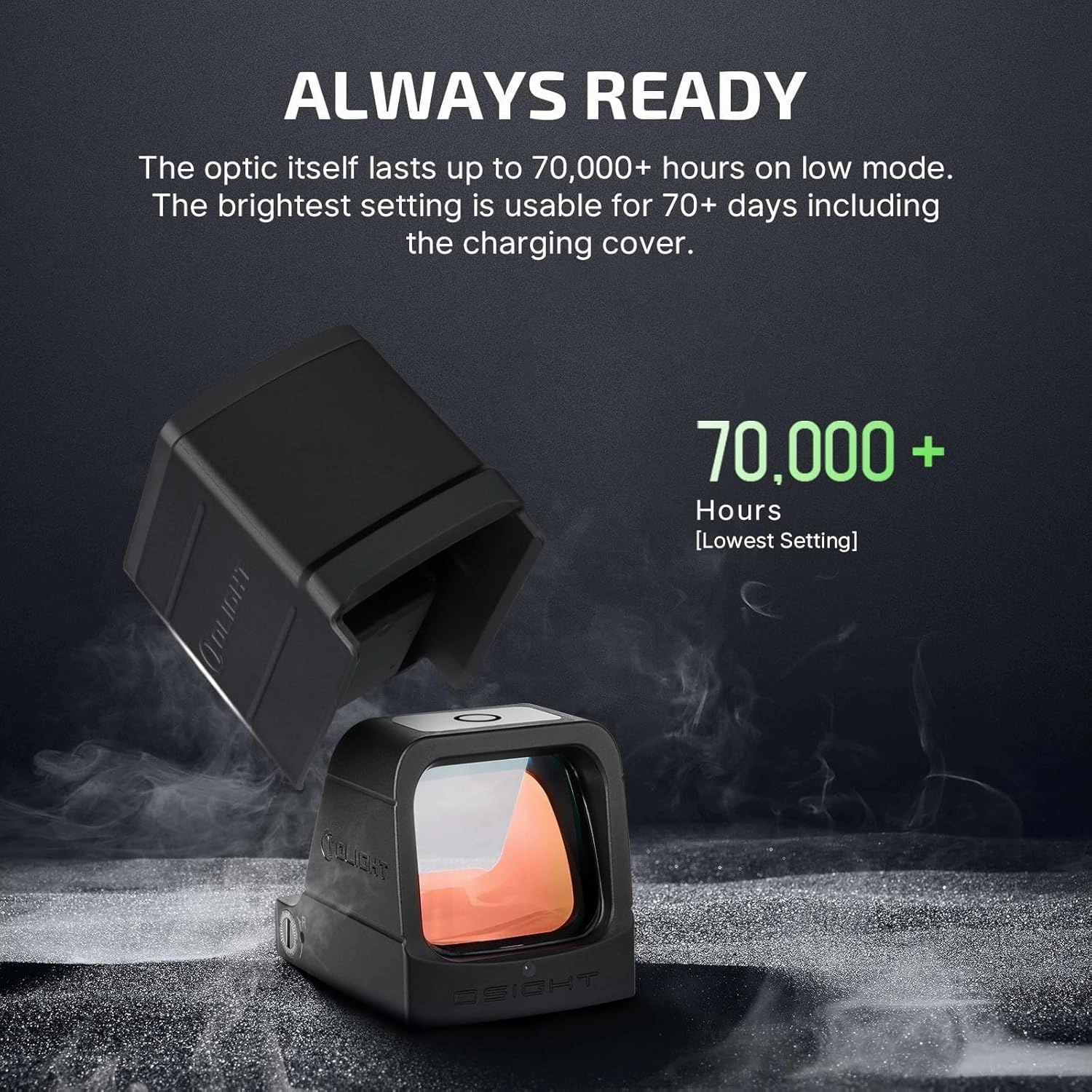 OLIGHT Osight 3 MOA Rechargeable Dot Open Reflex Sight with Charging Cover, Tactical Parallax-Free Sights, Picatinny Mount Compatible - Green/Red Dot Options