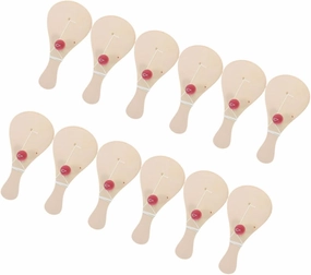ORFOFE 12pcs DIY Wooden Paddle Ball Set Blank Paddle Craft for Fun Doodling Painting for Family Activities and Creative Play