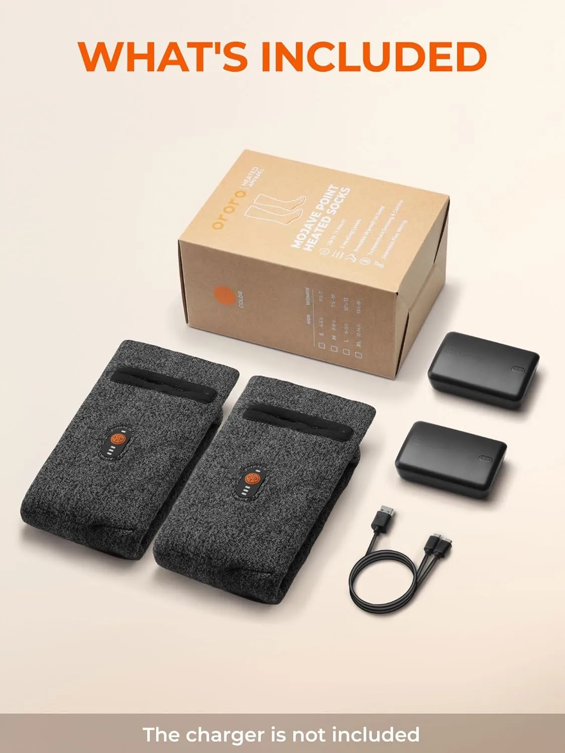 ORORO [Upgraded] Heated Socks for Men Women, Rechargeable Electric Socks for Cold Feet (Charger Not Included)