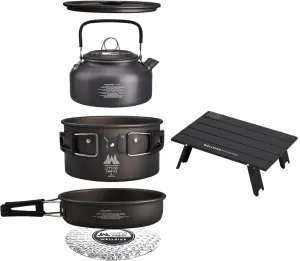 Outdoor Camping Set Pots for 1-2 People Pots and Pans Portable Camping Cookware Picnic Camping Pot Kettle Frying Pan Boiling Pan