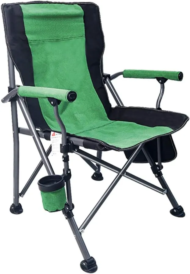 Outdoor Portable Folding Chair Leisure Camping Beach Chair Thick Steel Pipe 600D Oxford Cloth Non-Slip Foot Pad Mesh Cup Holder