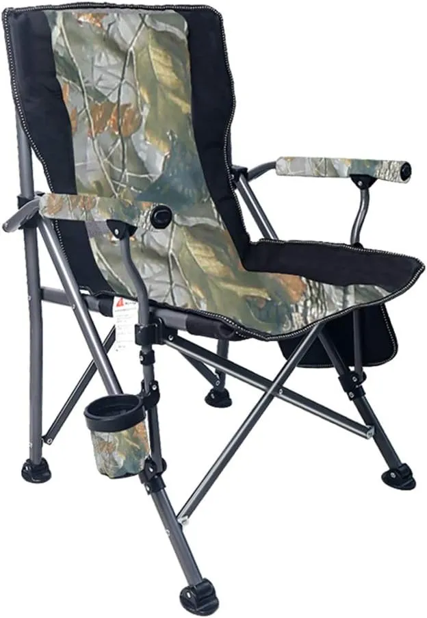 Outdoor Portable Folding Chair Leisure Camping Beach Chair Thick Steel Pipe 600D Oxford Cloth Non-Slip Foot Pad Mesh Cup Holder