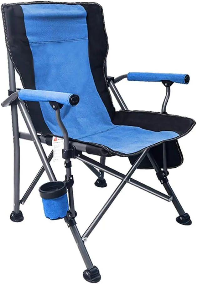 Outdoor Portable Folding Chair Leisure Camping Beach Chair Thick Steel Pipe 600D Oxford Cloth Non-Slip Foot Pad Mesh Cup Holder