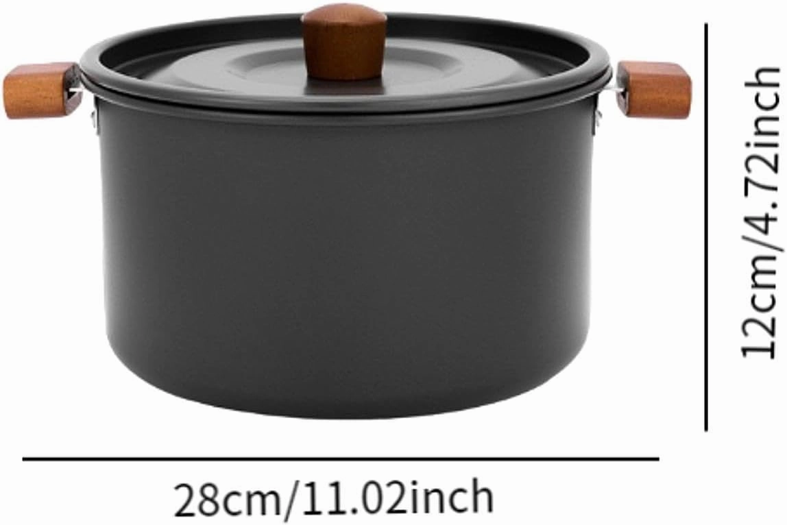 Outdoor Cooking Stockpot Camping Cookware Heavy Duty Anti-scald Handles Stockpot with Lid Camping Pot for Picnic Kitchen, 4L