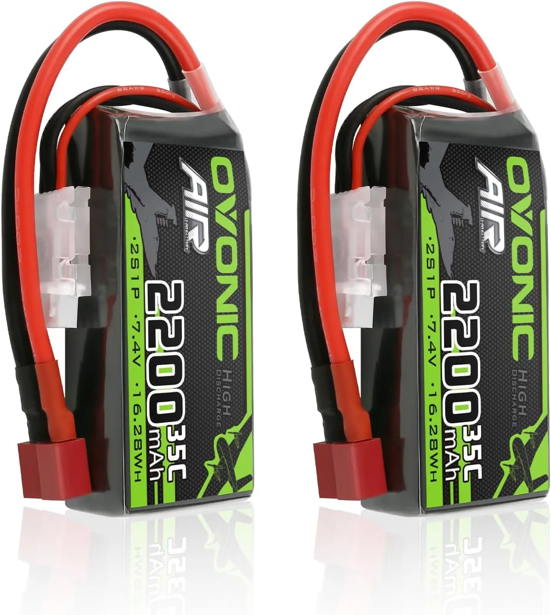 OVONIC 2S Lipo Battery 35C (Burst 70C) 2200mAh 7.4V Lipo Battery with Dean-Style T Connector for RC Airplane Helicopter Quadcopter FPV Racing Drone(2 Packs)