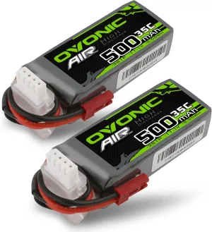 OVONIC 3S Lipo Battery 35C 500mAh 11.1V Lipo Battery with JST Connector for RC Airplane Helicopter Quadcopter FPV Racing Drone(2 Packs)