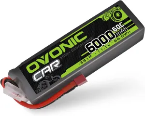 OVONIC LiPo Battery 3S 11.1V 6000mAh 60C RC Battery with Dean-Style T T Plug for RC Plane, DJI F450 Quadcopter, RC Airplane, RC Helicopter, RC Car Truck Boat