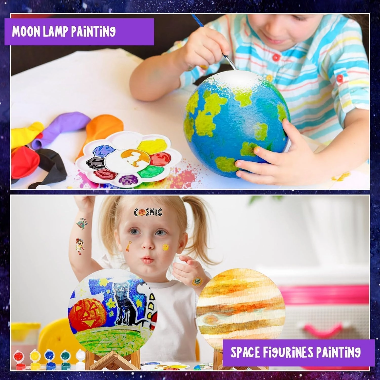 Paint Your Own Moon Lamp Kit, Art Supplies & Crafts Kit, DIY Night Light for Kids 6-12, Diamond Set for girl 8-12, Painting Kit for Girls Boys, Toy Child Birthday Gift Ages 3 4 5 6 7 8 9 10 11 12 