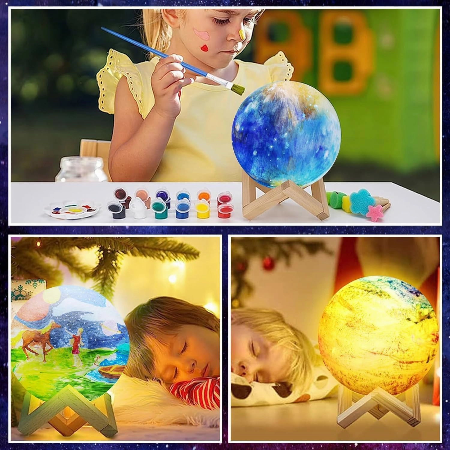 Paint Your Own Moon Lamp Kit, Art Supplies & Crafts Kit, DIY Night Light for Kids 6-12, Diamond Set for girl 8-12, Painting Kit for Girls Boys, Toy Child Birthday Gift Ages 3 4 5 6 7 8 9 10 11 12 