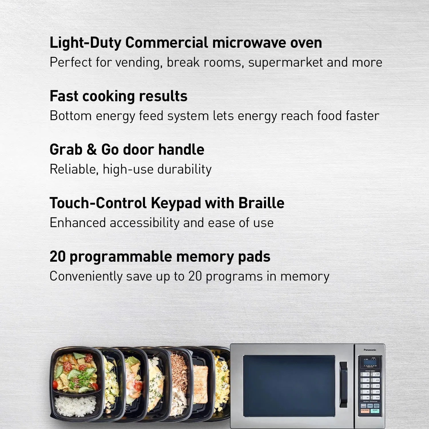 Panasonic Consumer NE1054F 1000 Watt Commercial Microwave Oven With 10 Programmable Memory, Stainless