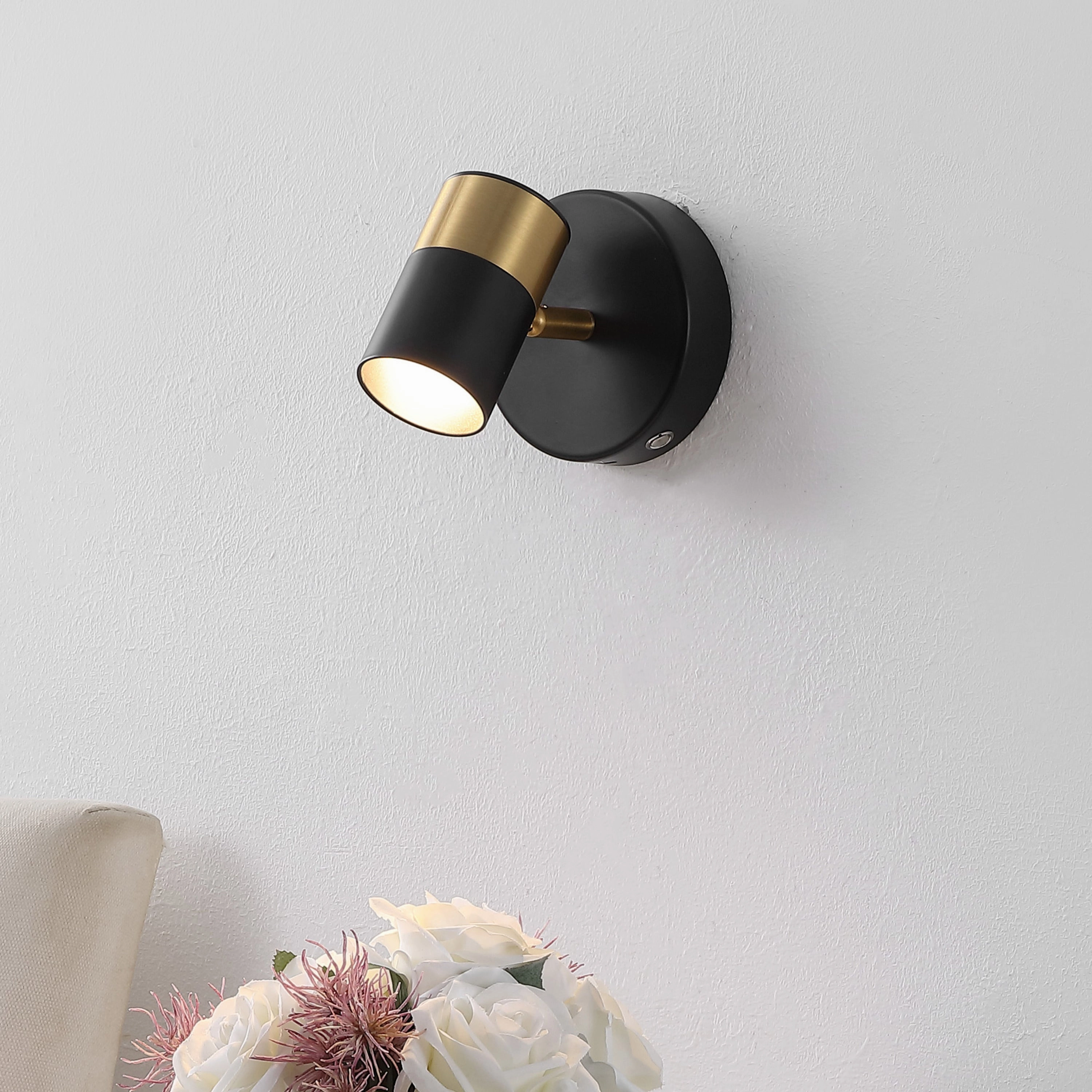 Paola 1-Light Modern Adjustable Head Integrated Dimmable LED Rechargeable Wall Spotlight with Touch Sensor