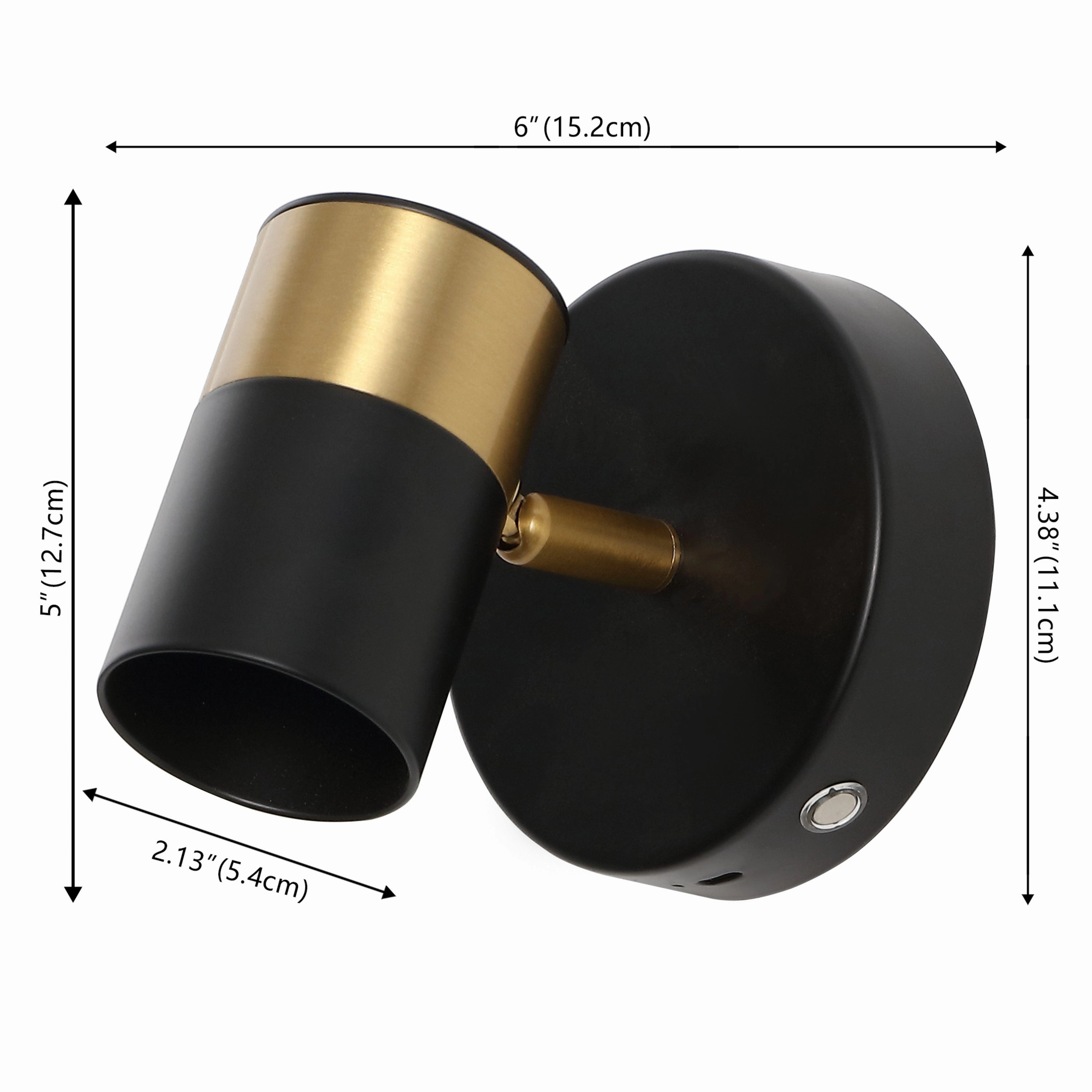 Paola 1-Light Modern Adjustable Head Integrated Dimmable LED Rechargeable Wall Spotlight with Touch Sensor