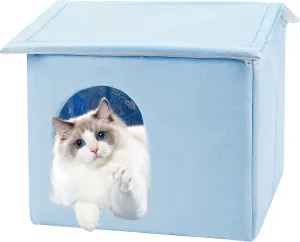 PatiencET Cat Cooling House, Foldable Cooling Outdoor Cat House Weatherproof, Insulated Air Conditioned Cat Dog House for Indoor Outdoor Cats, Feral Cat House for Summer with Reusable Ice Pack