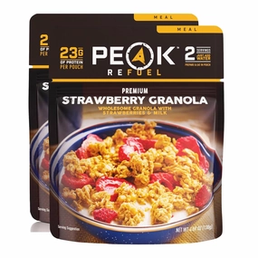 Peak Refuel Breakfast Meals | Freeze Dried Backpacking, Camping & Emergency Prep Food | 2 Servings Pouches (2-Pack, Strawberry Granola)