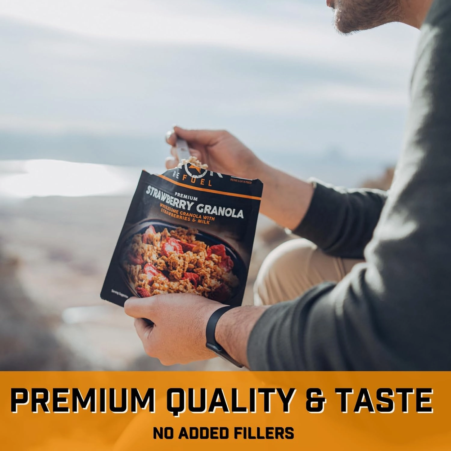 Peak Refuel Breakfast Meals | Freeze Dried Backpacking, Camping & Emergency Prep Food | 2 Servings Pouches (2-Pack, Strawberry Granola)