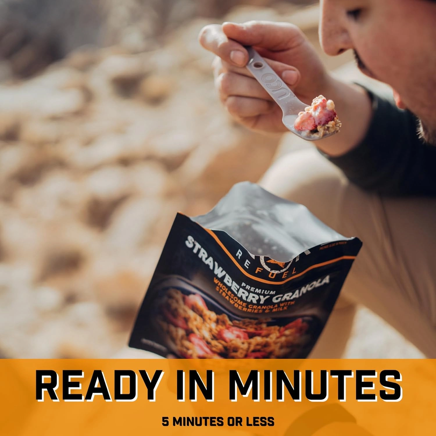 Peak Refuel Breakfast Meals | Freeze Dried Backpacking, Camping & Emergency Prep Food | 2 Servings Pouches (2-Pack, Strawberry Granola)