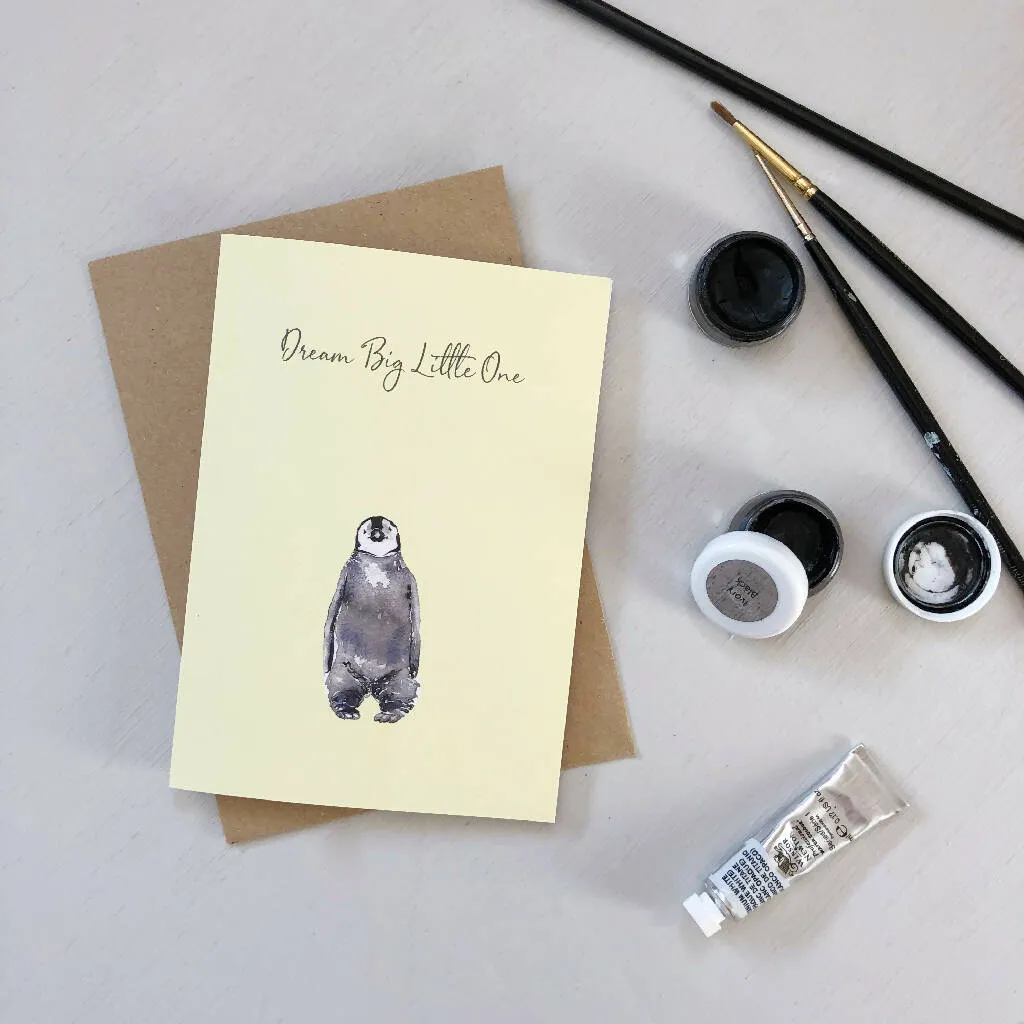 Penguin Chick Watercolour Card