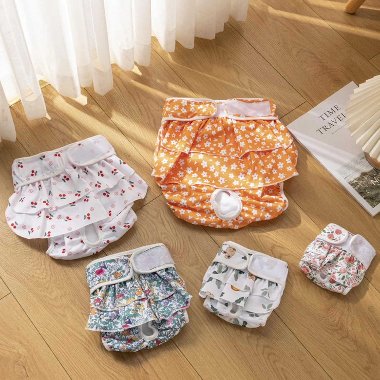 Pet Girls Dog Sweet Diaper Physiological Sanitary Dog Shorts Underwear Pant for Pet Dogs Nappy-Oestrus Elasticity