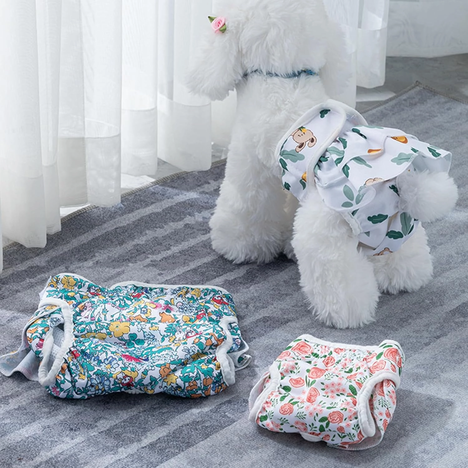 Pet Girls Dog Sweet Diaper Physiological Sanitary Dog Shorts Underwear Pant for Pet Dogs Nappy-Oestrus Elasticity
