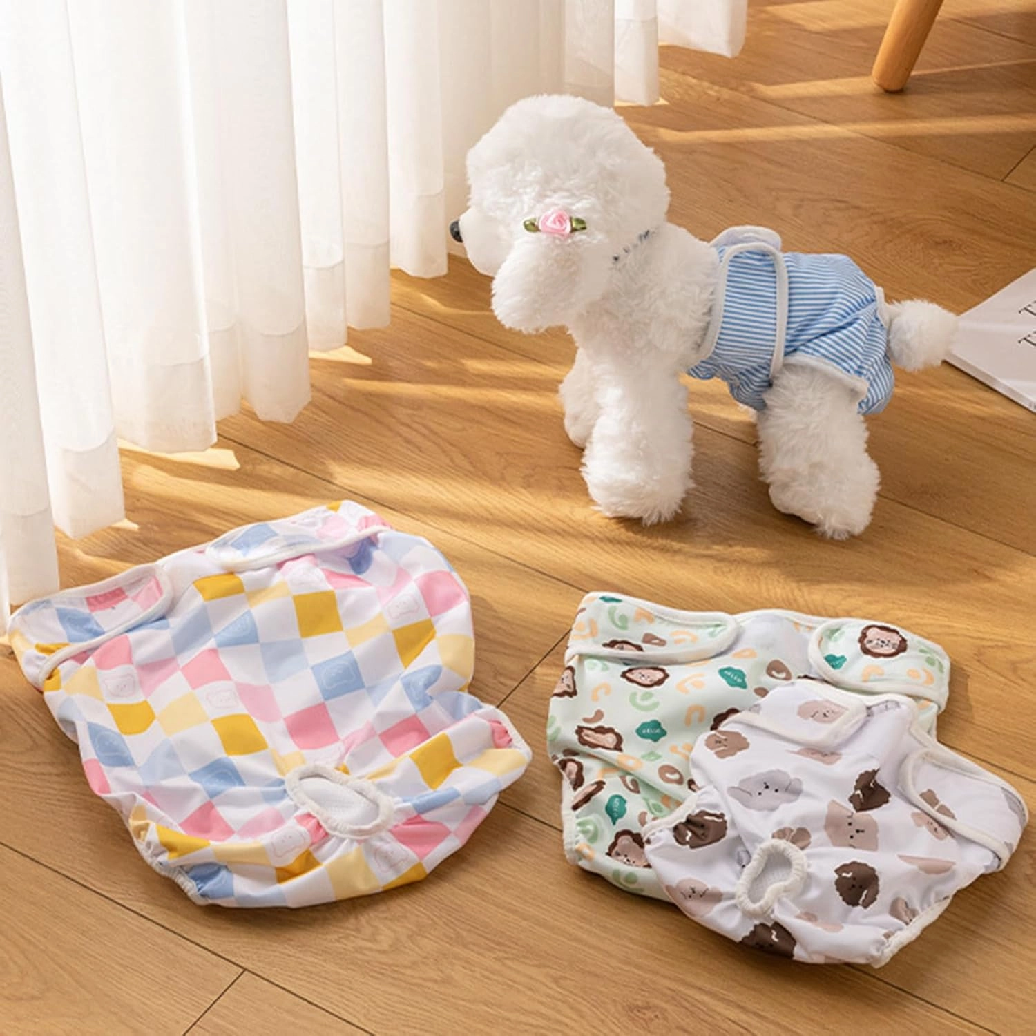 Pet Girls Dog Sweet Diaper Physiological Sanitary Dog Shorts Underwear Pant for Pet Dogs Nappy-Oestrus Elasticity